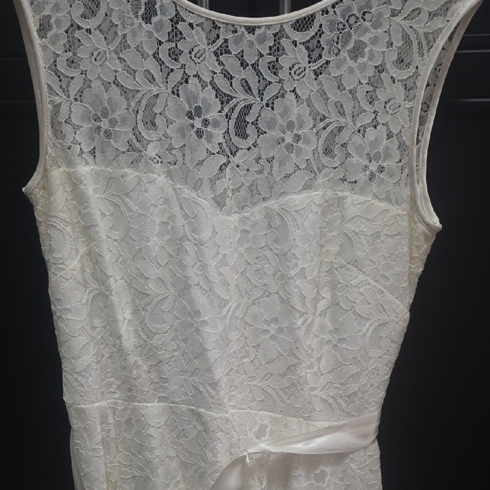 Betsy & Adam Ivory Floral Lace Dress